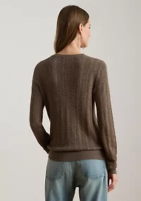 Women's Pointelle-Knit Cotton-Blend Sweater