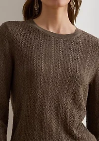 Women's Pointelle-Knit Cotton-Blend Sweater