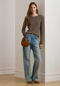 Women's Pointelle-Knit Cotton-Blend Sweater