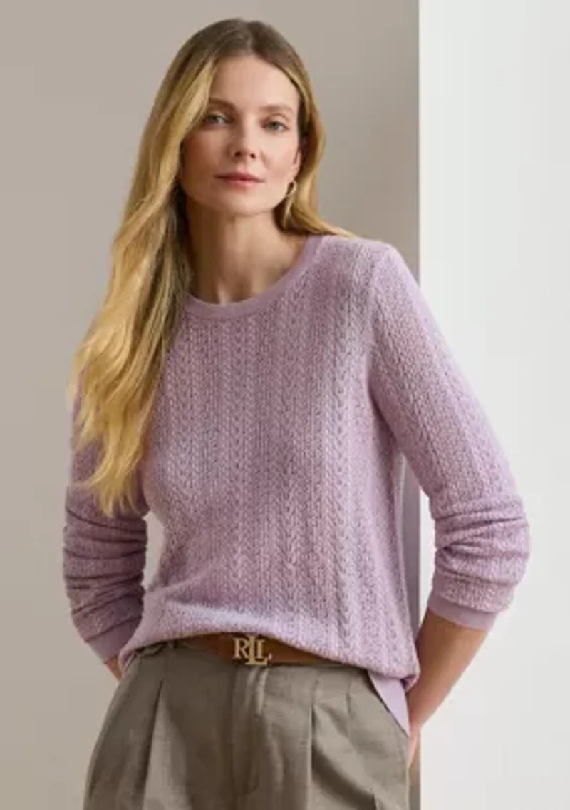 Women's Pointelle-Knit Cotton-Blend Sweater