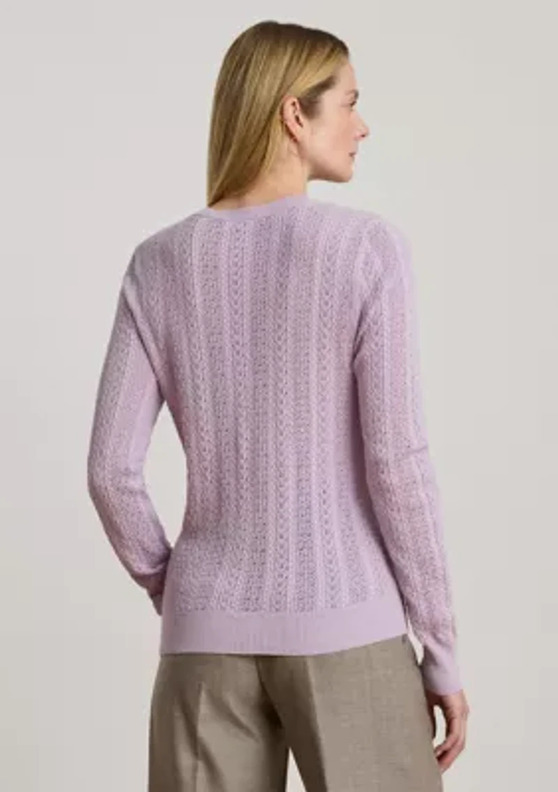 Women's Pointelle-Knit Cotton-Blend Sweater