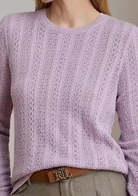 Women's Pointelle-Knit Cotton-Blend Sweater