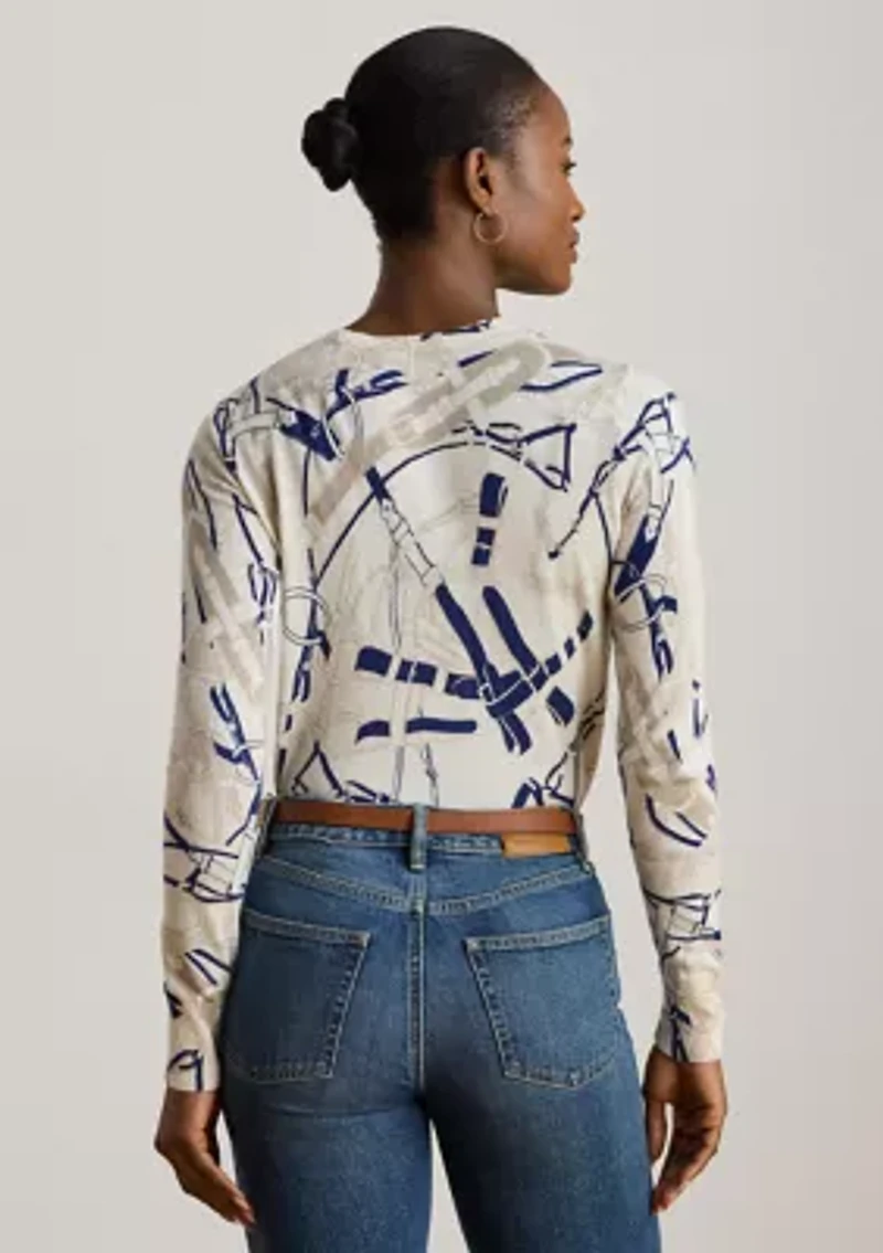 Belting-Print Cotton-Blend Sweater