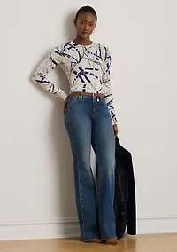 Belting-Print Cotton-Blend Sweater