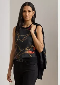 Women's Belting-Print Sleeveless Sweater