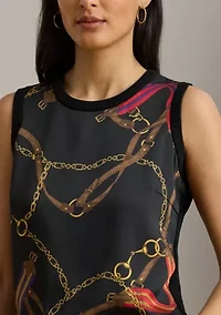 Women's Belting-Print Sleeveless Sweater