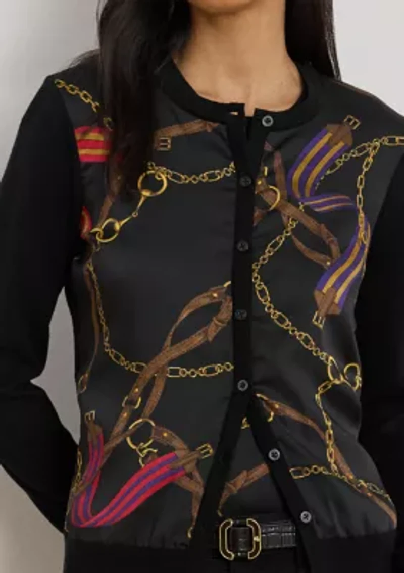 Women's Belting-Print Cotton-Blend Cardigan