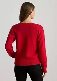 Women's Intarsia-Knit Foxhound Cotton Sweater