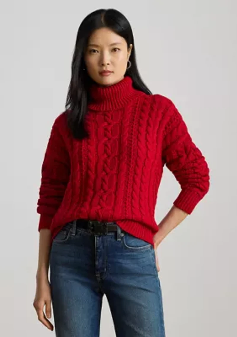 Women's Cable-Knit Turtleneck Sweater