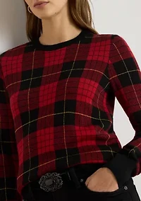 Women's Plaid Cotton-Blend Sweater