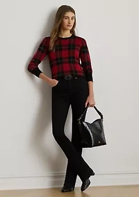 Women's Plaid Cotton-Blend Sweater