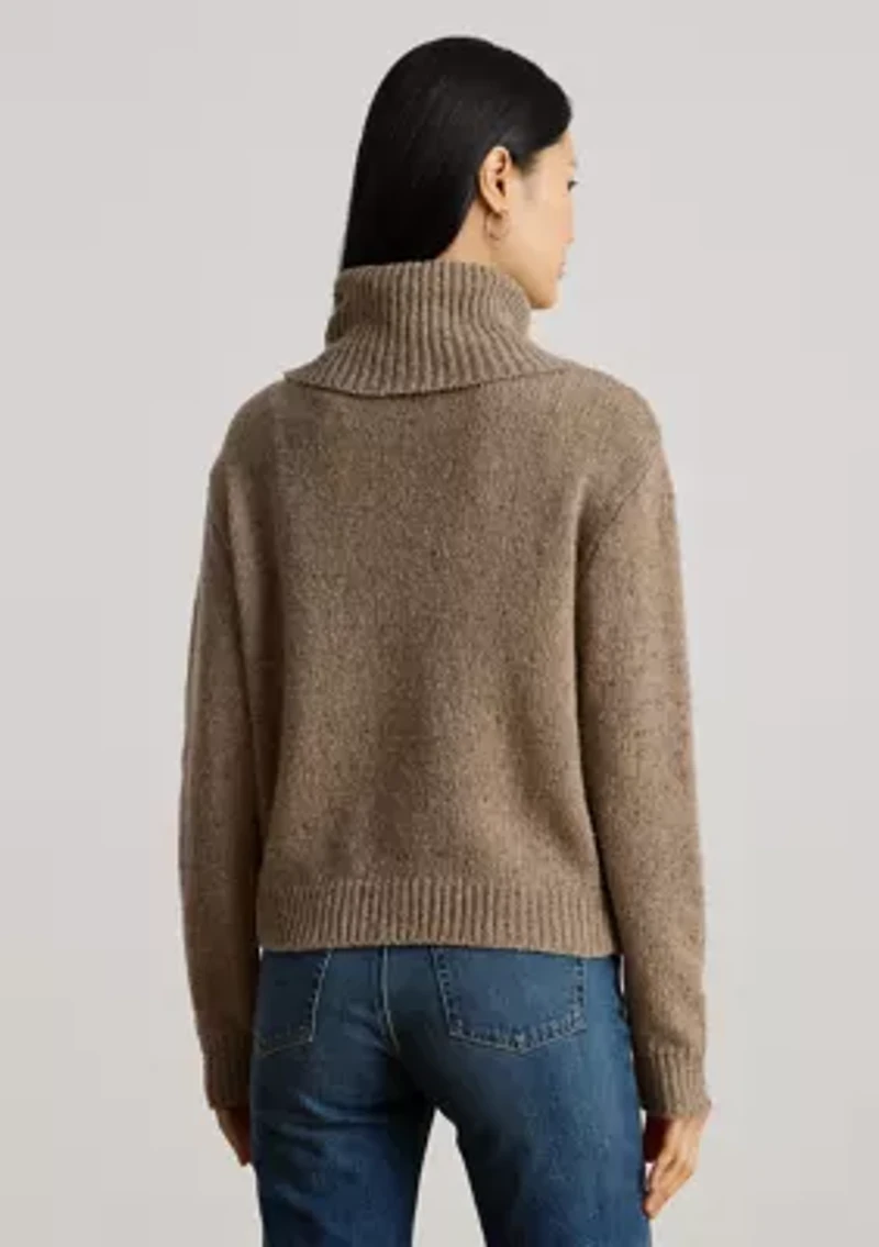 Women's Buckle-Trim Mélange Turtleneck Sweater