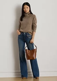 Women's Buckle-Trim Mélange Turtleneck Sweater