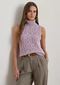 Women's Pointelle Turtleneck Sweater Tank Top