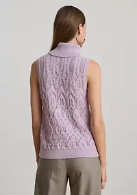 Women's Pointelle Turtleneck Sweater Tank Top