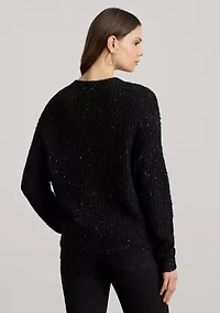Women's Sequined Rib-Knit V-Neck Sweater