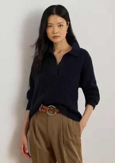 Women's Wool-Blend Polo Sweater