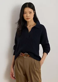 Women's Wool-Blend Polo Sweater