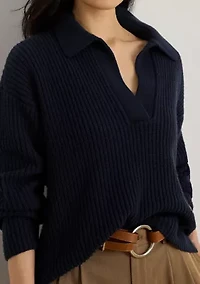 Women's Wool-Blend Polo Sweater
