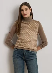 Geo-Print Wool-Blend Turtleneck Sweater