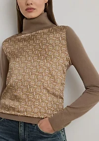 Geo-Print Wool-Blend Turtleneck Sweater