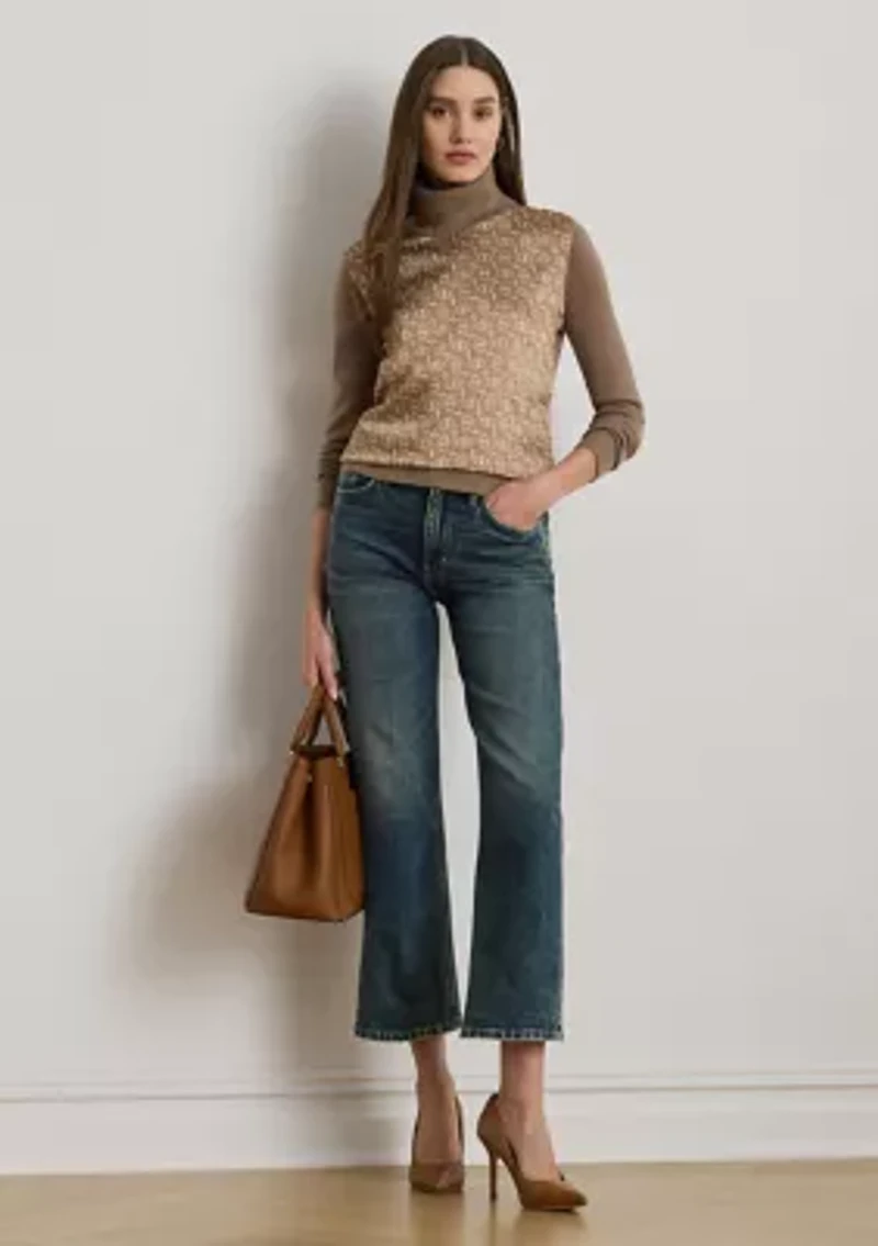 Geo-Print Wool-Blend Turtleneck Sweater