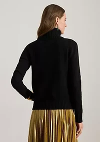 Women's Embroidered-Logo Wool-Blend Turtleneck