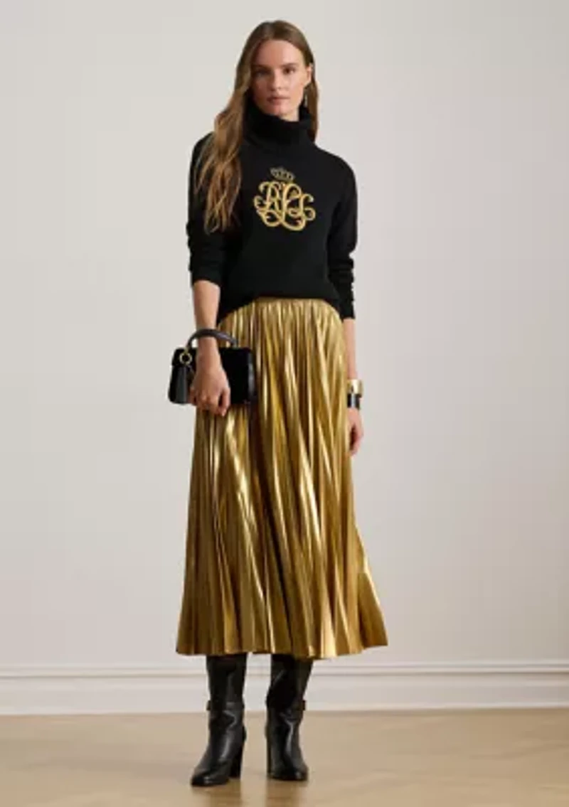 Women's Embroidered-Logo Wool-Blend Turtleneck