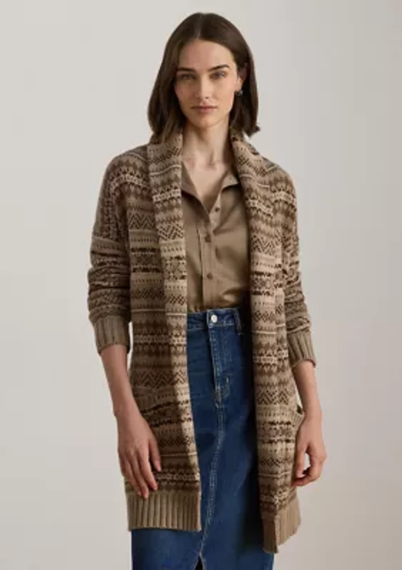 Women's Fair Isle Belted Wool-Blend Cardigan