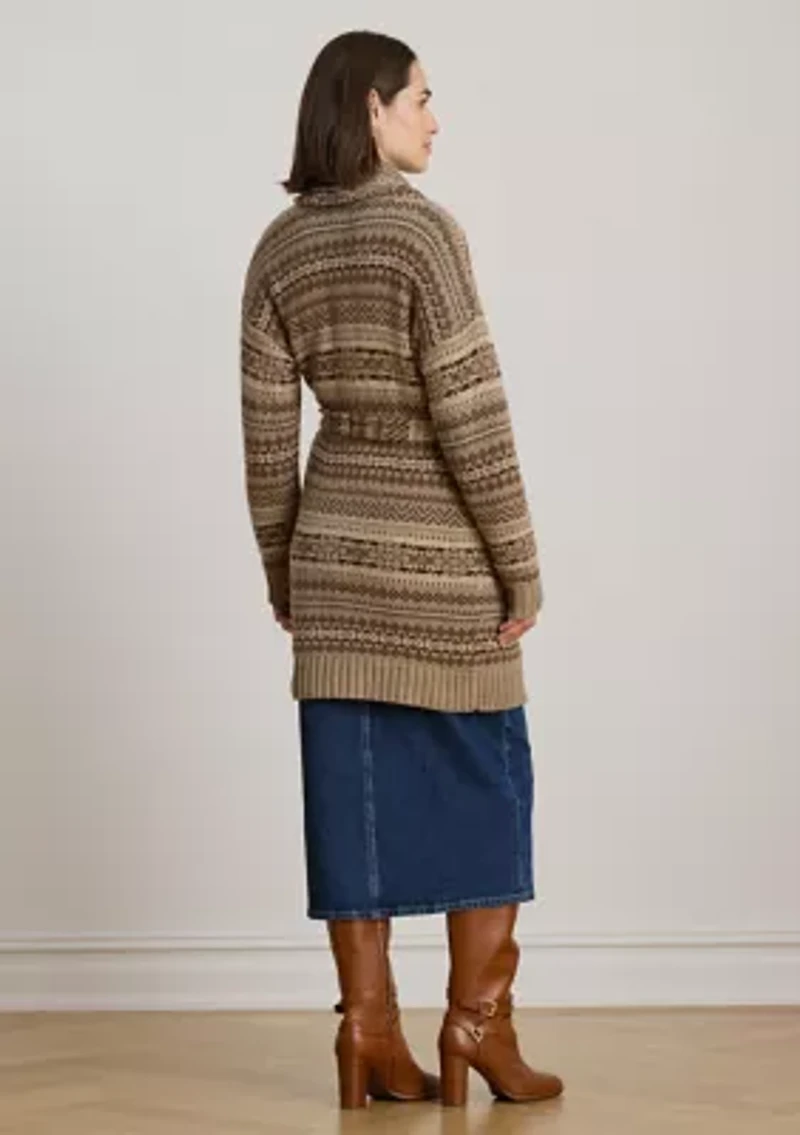 Women's Fair Isle Belted Wool-Blend Cardigan