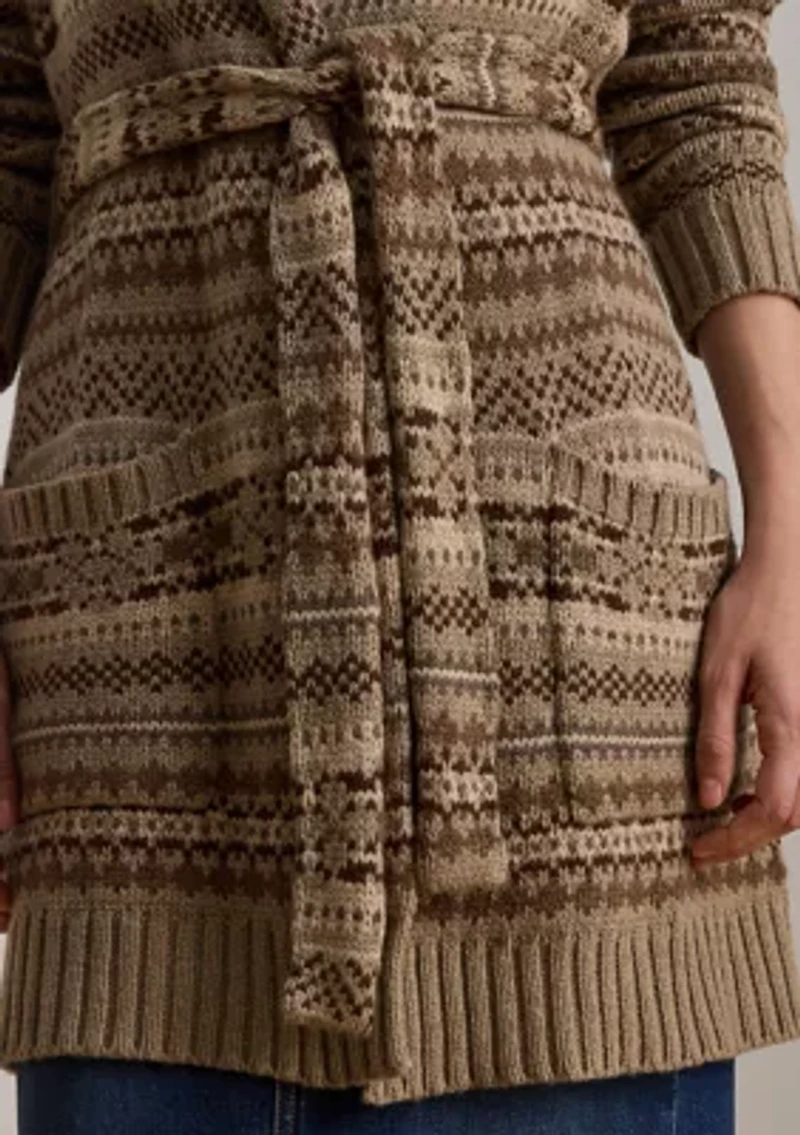 Women's Fair Isle Belted Wool-Blend Cardigan
