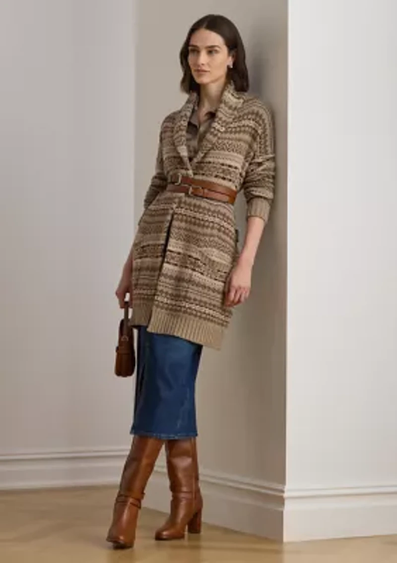 Women's Fair Isle Belted Wool-Blend Cardigan