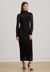 Women's Pointelle Knit Turtleneck Sweater Dress