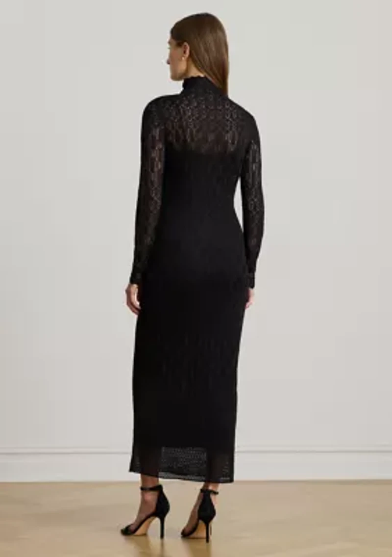 Women's Pointelle Knit Turtleneck Sweater Dress