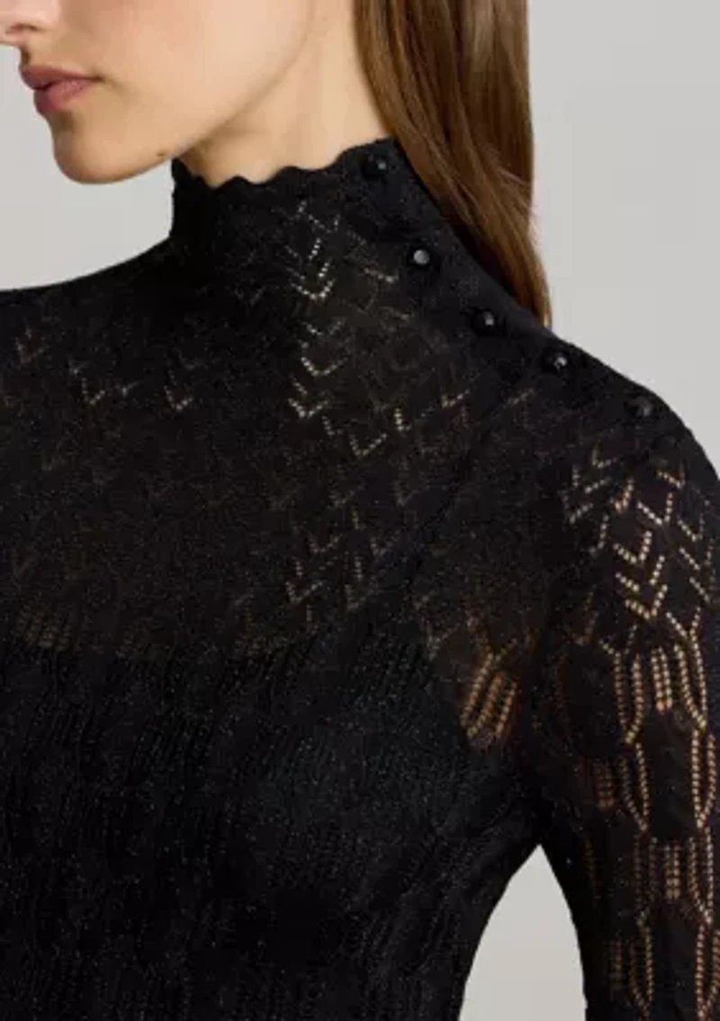 Women's Pointelle Knit Turtleneck Sweater Dress