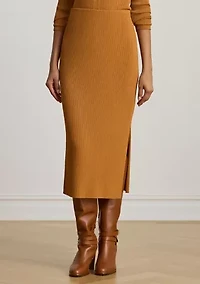 Rib-Knit Pencil Midi Skirt