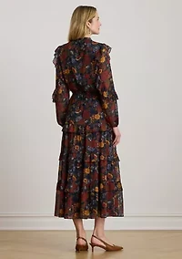 Floral Crinkle Georgette Tiered Dress