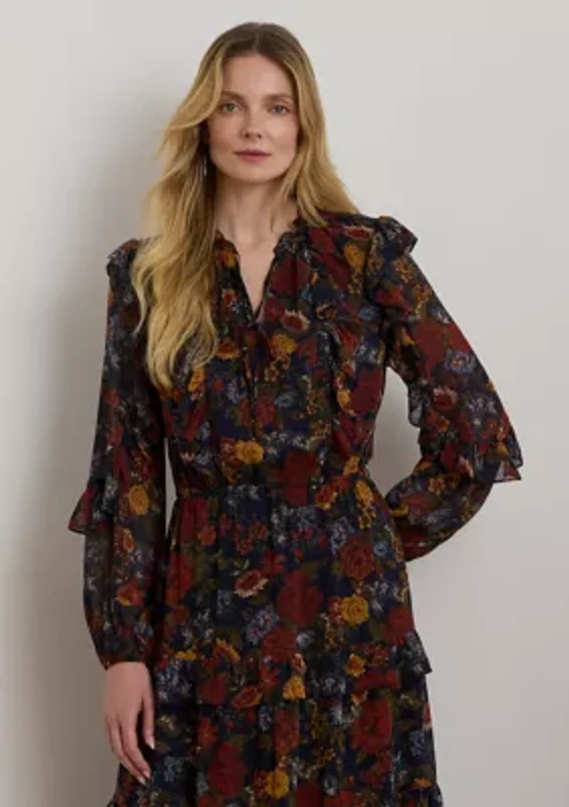 Floral Crinkle Georgette Tiered Dress