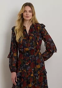 Floral Crinkle Georgette Tiered Dress