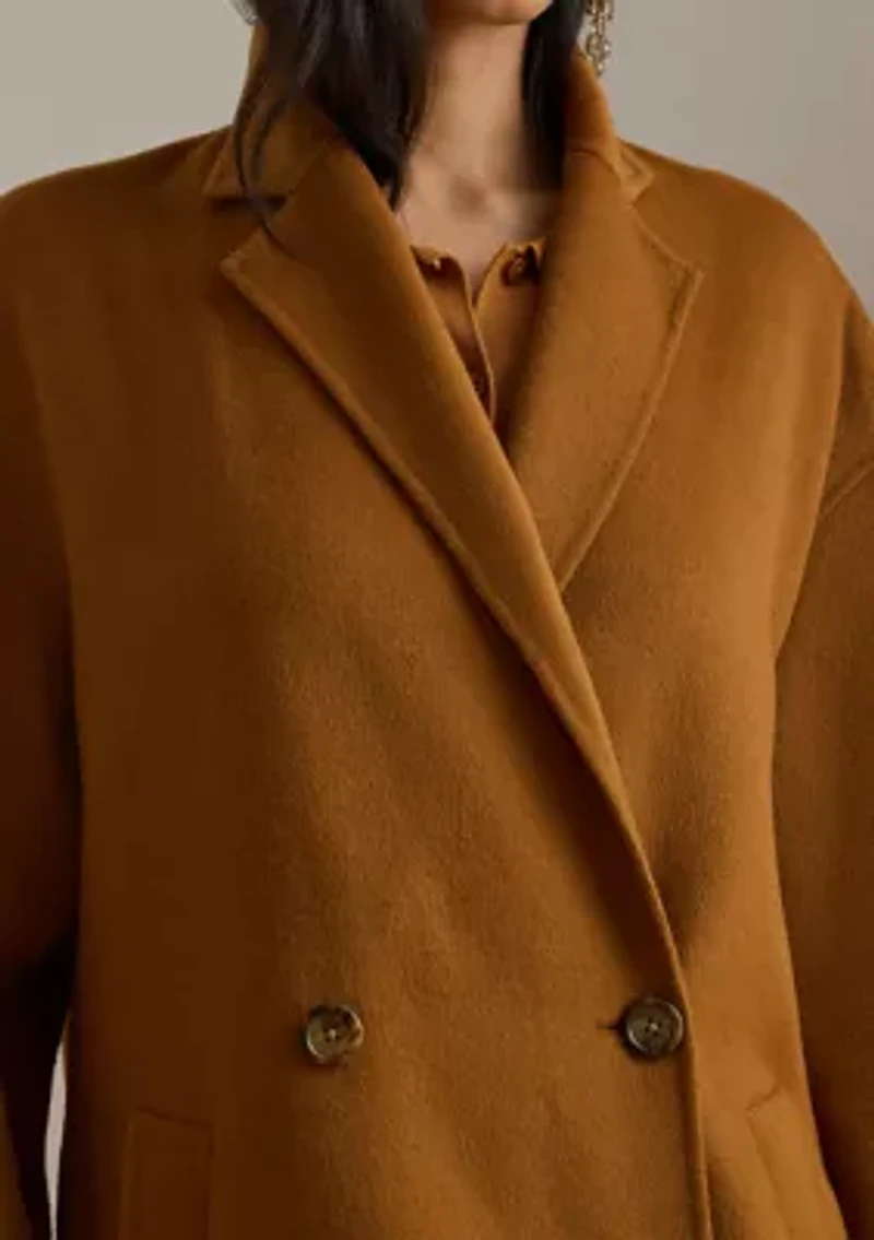 Double-Breasted Wool-Blend Cocoon Coat