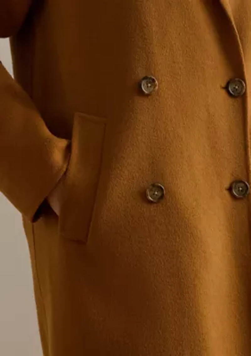 Double-Breasted Wool-Blend Cocoon Coat