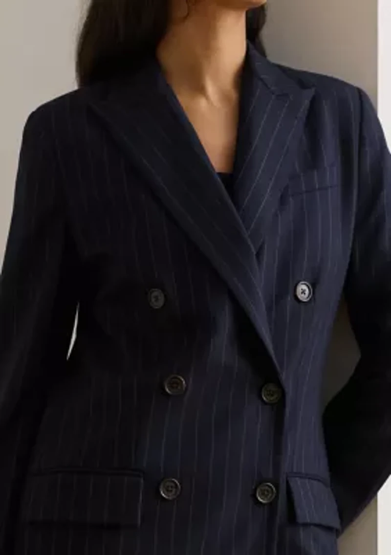 Double-Breasted Pinstripe Twill Blazer