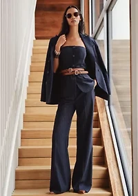 Double-Breasted Pinstripe Twill Blazer