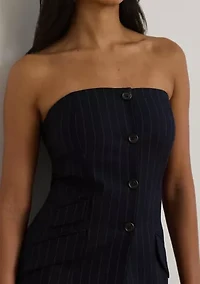 Pinstripe Wool-Blend Twill Bustier