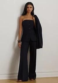 Pinstripe Wool-Blend Twill Bustier