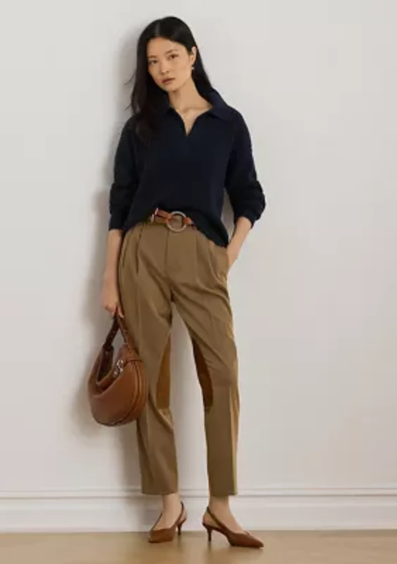 Suede-Trim Bi-Stretch Jodhpur Pants