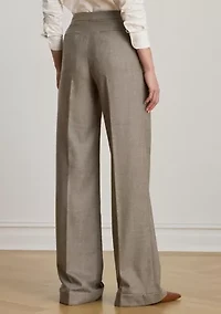Women's Pleated Wool Herringbone Wide-Leg Pants