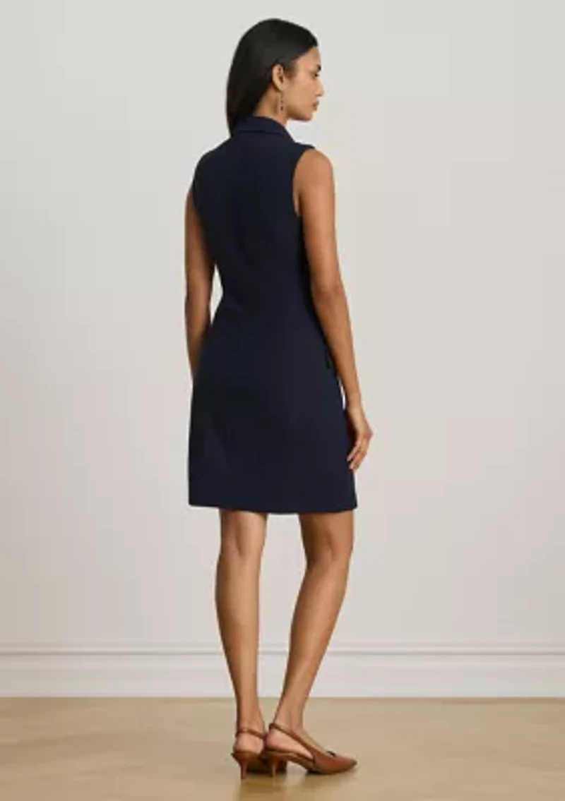Double-Breasted Crepe Sleeveless Dress