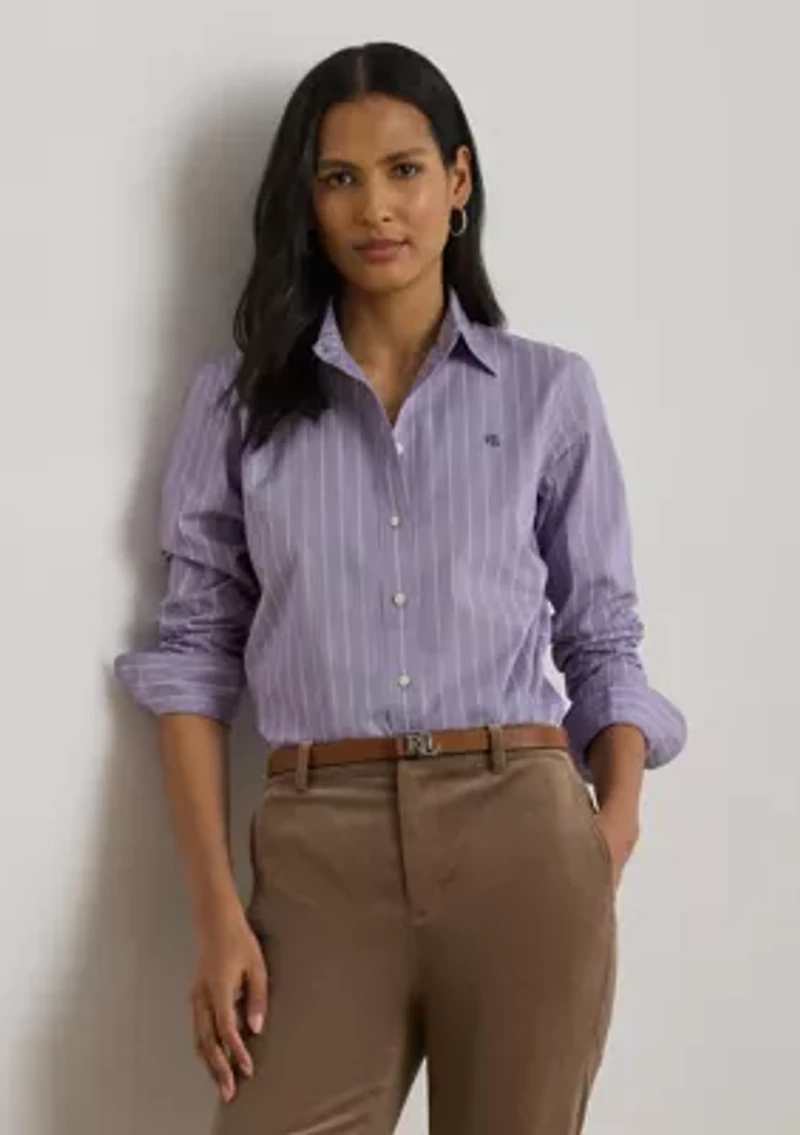 Women's Classic Fit Striped Broadcloth Shirt