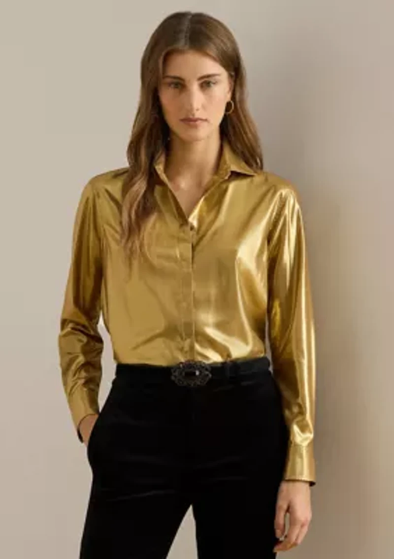 Women's Classic Fit Metallic Chiffon Shirt